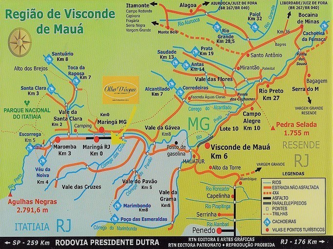 Mapa da região de Visconde de Mauá