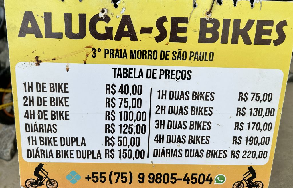 Aluguel de Bike na Terceira Praia - Em frente a pousada Vila dos Corais